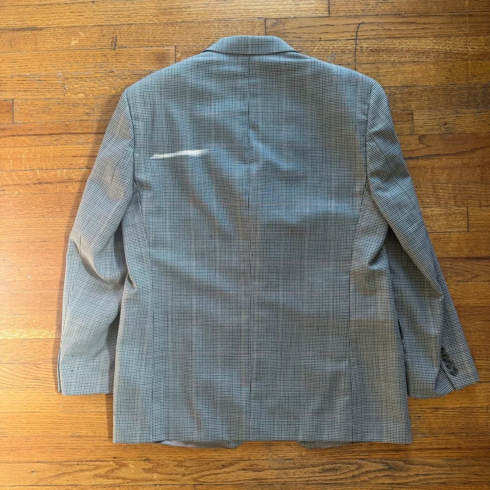 Lauren Ralph Lauren Mens Wool Houndstooth‎ 3-Button Blazer Sport Coat Gray 42R